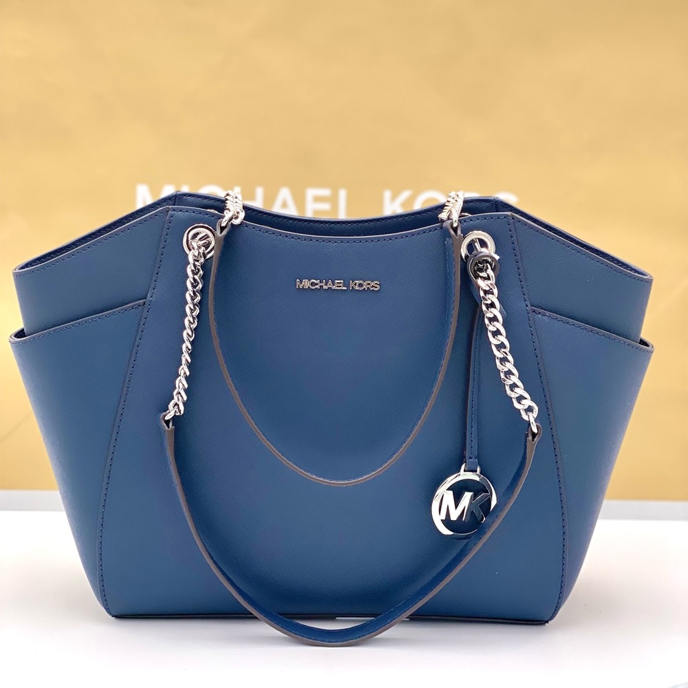 Michael Kors Chain Tote Navy - Picture 3 of 10